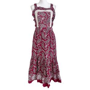 Sea New York Women's Theodora Paisley Print Apron Dress - Red Size 6 MSRP $618